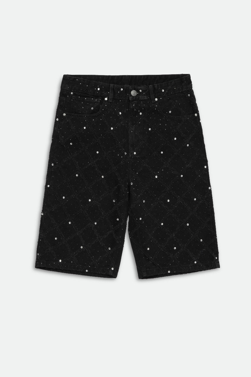 Gridline Rhinestone Jort