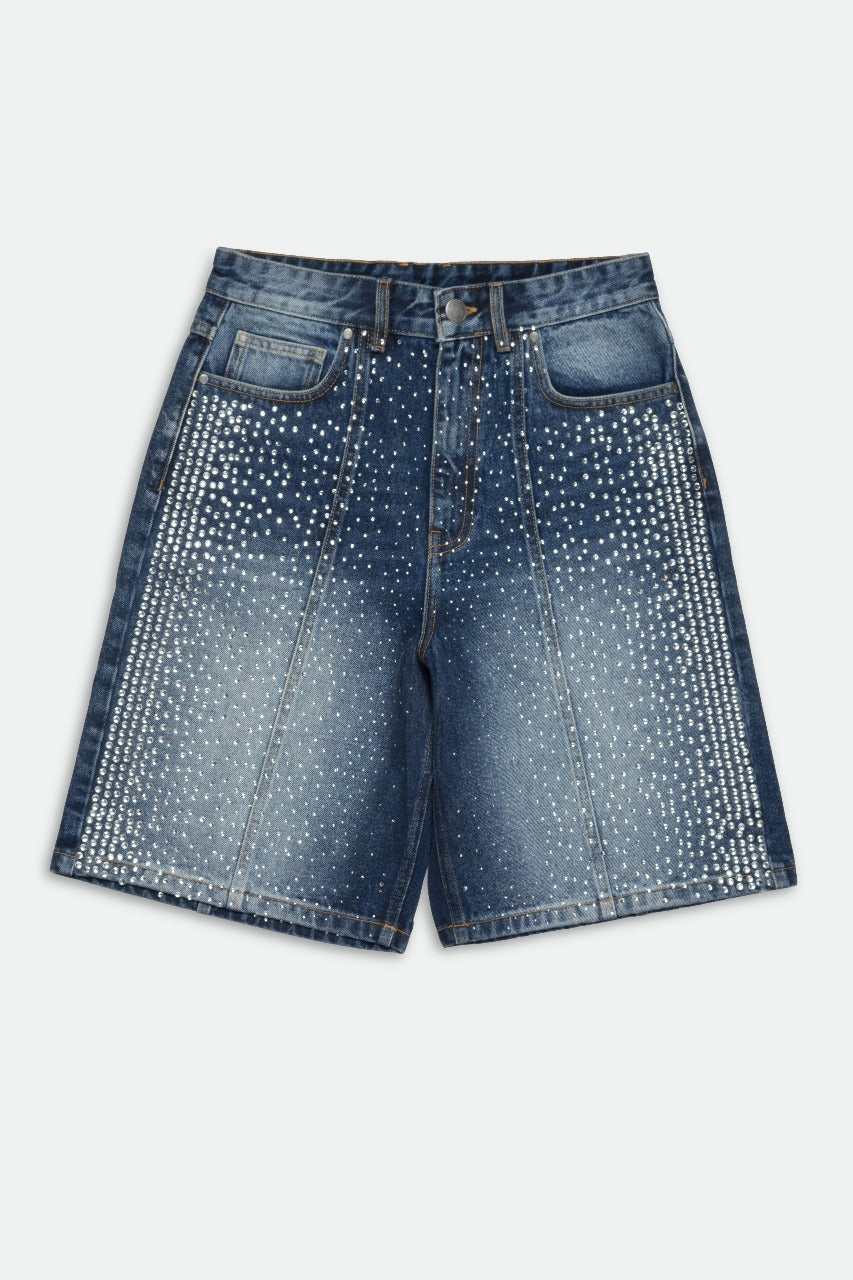 Blue & Silver Rhinestone Jort