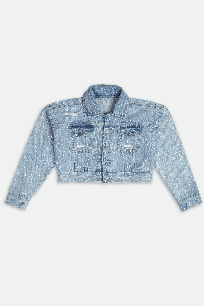 Sparkle Cropped Denim Jacket