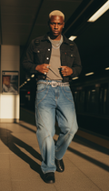 Geometrical Blue Seam Pant