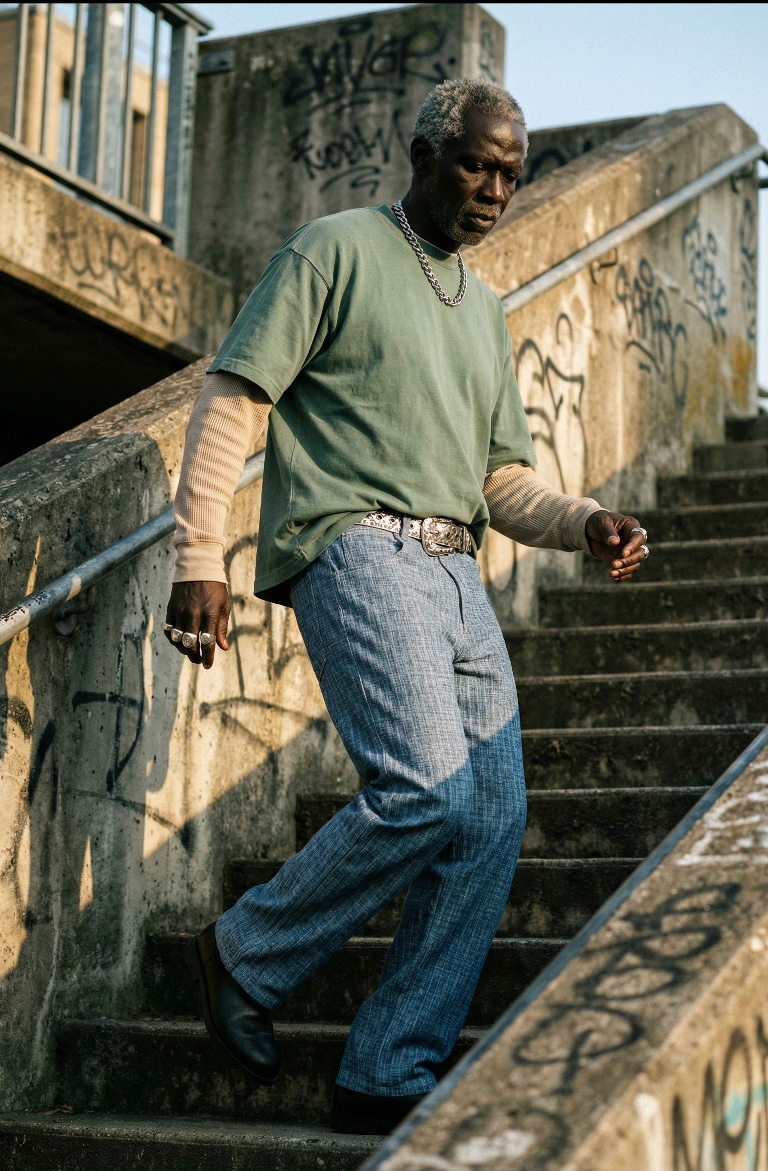 Patterned Indigo Trousers
